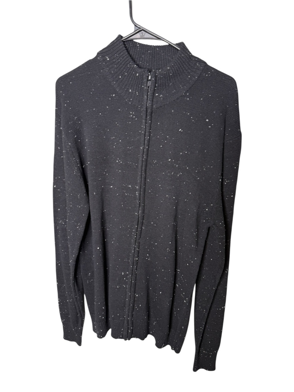 Silver Jeans Co. Black Speckled Full Zip Mock Neck Sweater Medium NWT